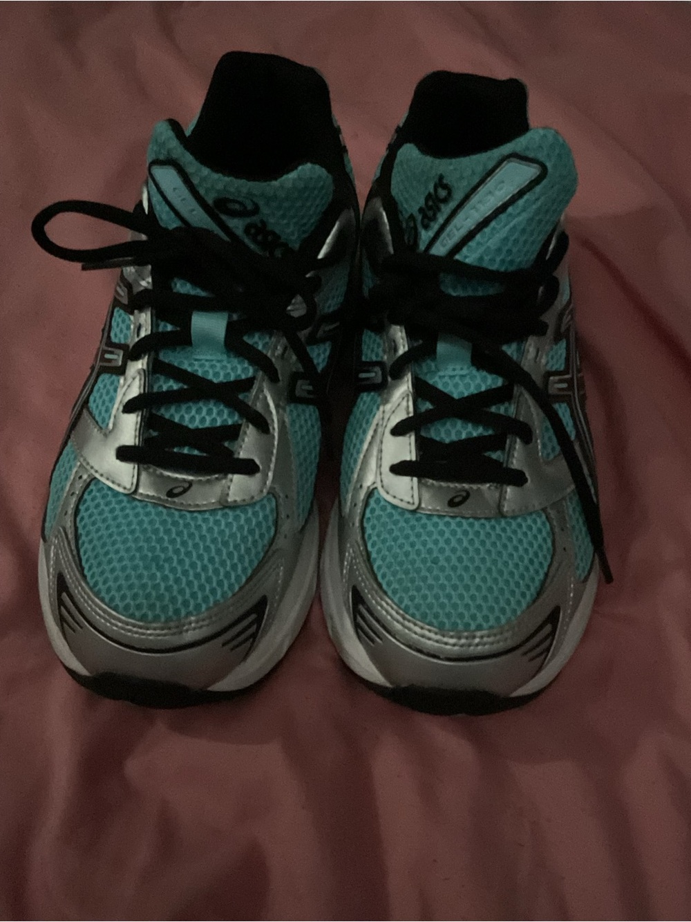 ASICS men' Teal and Silver Running Shoes